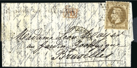 Stamp of France » Guerre de 1870-1871 LE FRANKLIN Ballon monté avec 30c Lauré avec varié