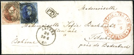 Stamp of Belgium » Belgique. 1858 Médaillons arrondis - Émission Lot de sept lettres pour l'étranger, à destination