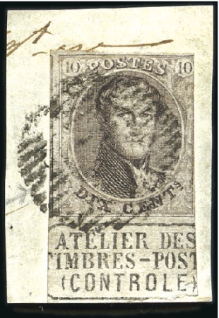 Stamp of Belgium » Belgique. 1861 Médaillons allongés - Émission 10c Brun avec grand bord de feuille en bas montran