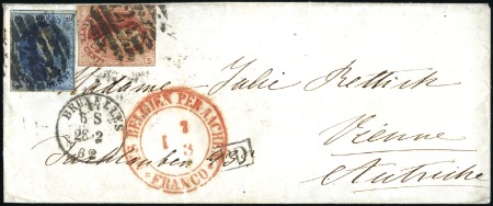 Stamp of Belgium » Belgique. 1861 Médaillons allongés - Émission 40c Vermillon et 20c bleu (margé, le 40c touché), 