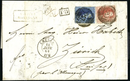 Stamp of Belgium » Belgique. 1863 Médaillons dentelés 12 1/2 : 13 1/2 40c Carmin-rose et 20c bleu, oblitération de la pe