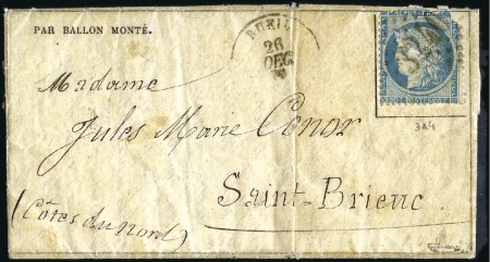 Stamp of France » Guerre de 1870-1871 Rarissime bureau de banlieue

Rarissime Ballon M