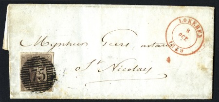 Stamp of Belgium » Belgique. 1849 Epaulettes - Émission 10c Brun, très bien margé, léger pli, oblitération