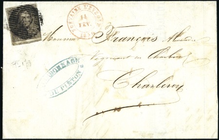 Stamp of Belgium » Belgique. 1849 Epaulettes - Émission 10c Brun, margé avec grande partie de voisin en ba