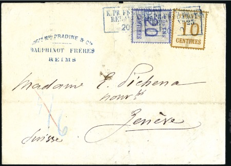 Stamp of France Lettre de Reims occupé pour Genève, Suisse avec Al