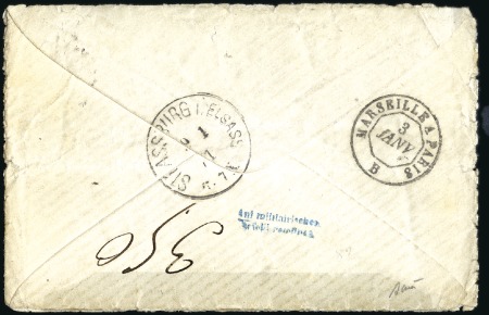Stamp of France » Guerre de 1870-1871 Rare marque de censure bleue "AUF MILITÄRISCHEN BE