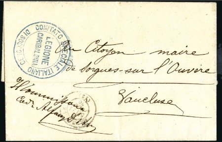 Stamp of France Lettre avec cachet bleu de la Légion Garibaldi du 