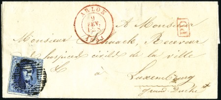 Stamp of Belgium » Belgique. 1849 Médaillons (filigrane encadré) - Émission 20c Bleu, très bien margé, oblitération de la perc