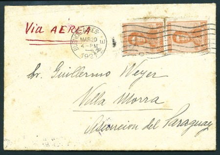 Stamp of Argentina 1921 (March) Buenos Aires to Asuncion del Paraguay