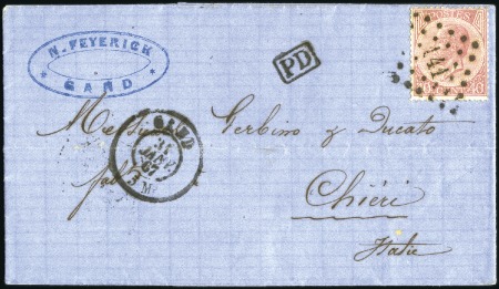 Stamp of Belgium » Belgique. Léopold 1er - Nouveau Type - Émission 40c Rose sur lettre de Gand du 31 janvier 67 pour 