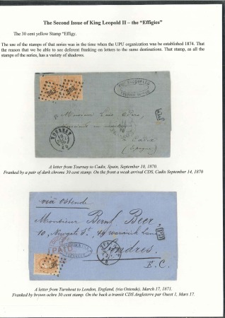 Stamp of Belgium » Belgique. 1869-83 Nouveaux types et nouvelles valeurs - Émission Lot de lettres pour l'étranger comprenant paire de