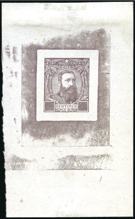 Stamp of Belgian Congo » Congo Belge 1887 Léopold II - Genèse Épreuve du coin en gris-lilas, sans indication de