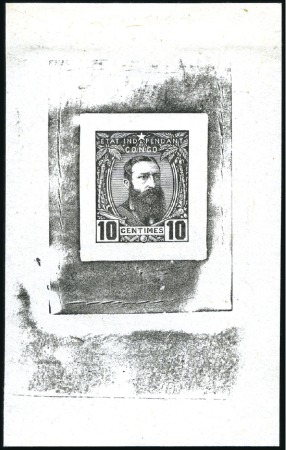 Stamp of Belgian Congo » Congo Belge 1887 Léopold II - Genèse Épreuve du coin du 10 centimes en noir, sur papier