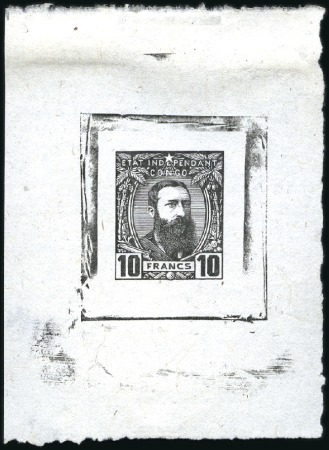 Stamp of Belgian Congo » Congo Belge 1887 Léopold II - Genèse Épreuve du coin du 10 Francs en noir, sur papier b