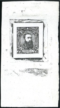 Stamp of Belgian Congo » Congo Belge 1887 Léopold II - Genèse Épreuve du coin du 25 Francs en noir, sur papier b