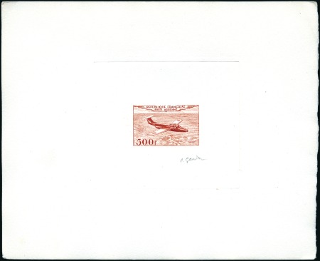 Stamp of France 1954 UNISSUED 500Fr Fleuret, sunken die artist's p