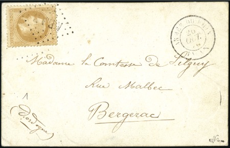 Stamp of France LE VAUBAN Rare losange ARAN sur 10c Lauré sur cart