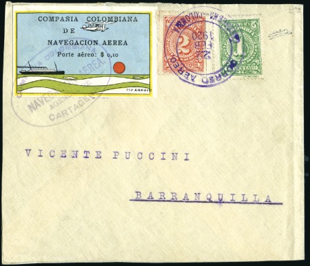Stamp of Colombia » Colombia Compania Colombiana de Navegacion Aérea 1920 Compania Colombiana de Navegacion Aerea $0.10