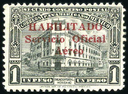 Stamp of Mexico 1929 Habilitado Official airmail set of 10 to 1P,