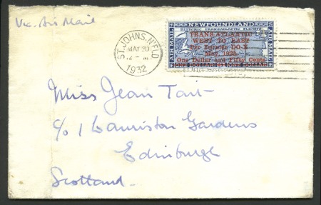 Stamp of Canada » Newfoundland 1932 $1.50 DO-X Surcharge tied by May 20 cds to ai