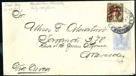 Stamp of Uruguay 1921 (Nov. 12) First Flight from Montevideo to Mer