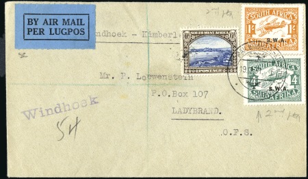 Stamp of South West Africa 1931-34, Four better covers (3 FFCs) incl. August