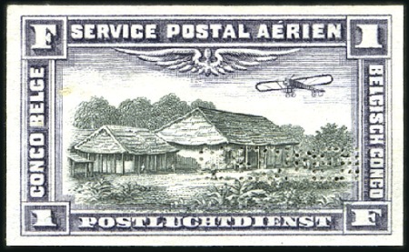 Stamp of Belgian Congo 1921 1F et 2F non-dentelés et perforés SPECIMEN, r