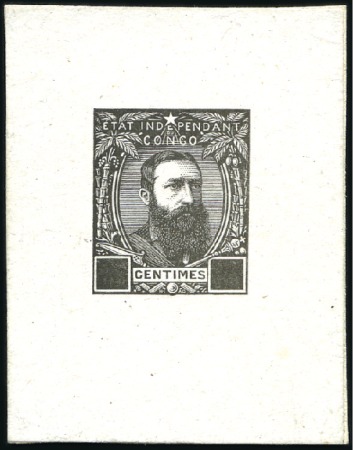 Stamp of Belgian Congo » Congo Belge 1887 Léopold II - Genèse Épreuve du coin en noir, sans indication de la val