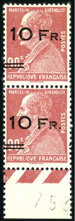 Stamp of France 1928 "Ile de France" 10F on 90c vertical lower mar