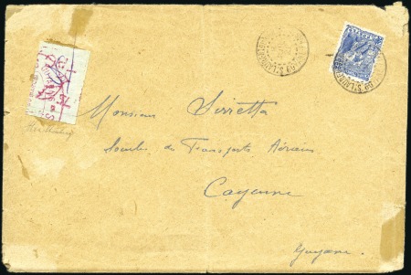 Stamp of Colonies françaises » Guyane française 1921 75c Red, imperf on laid paper, with ms cancel