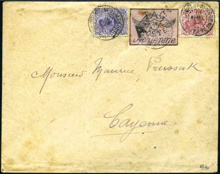 Stamp of Colonies françaises » Guyane française 1921 75c Winged Shield on pale rose paper, large "