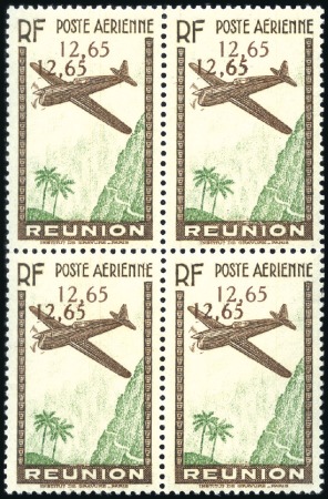 Stamp of Colonies françaises » Réunion 1938 Airmail set in blocks of four with DOUBLE VAL