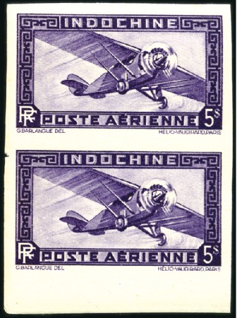 Stamp of Colonies françaises » Indochine 1933 Airplane issue with "RF," original set of 14