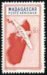Stamp of Colonies françaises » Madagascar (Poste française) 1942-44 Plane & Map issue, three diff. with VALUE 