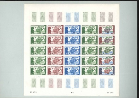 Stamp of Colonies françaises » Nouvelle-Calédonie Three trial colour proof sheets of 25, each with s