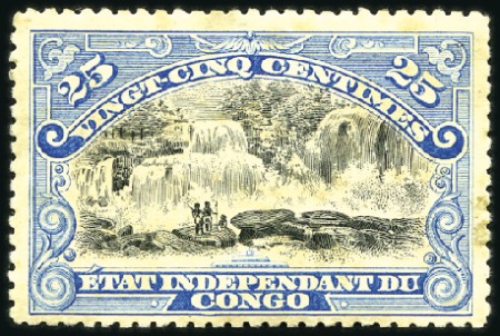 Stamp of Belgian Congo » Congo Belge 1894 « Mols » - Timbres 25c bleu, type II regravé, point clair et légères
