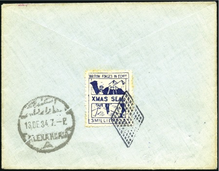 Stamp of Egypt » British Forces in Egypt 1934 Christmas Seal 3m blue tied by black retta on