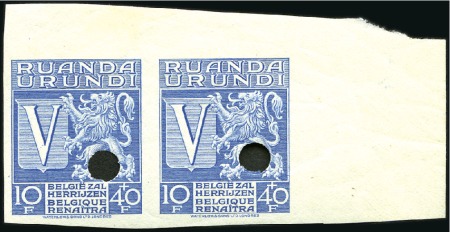 Stamp of Belgian Congo » Ruanda Urundi 1942 Lion Héraldique, essais des coins définitifs 