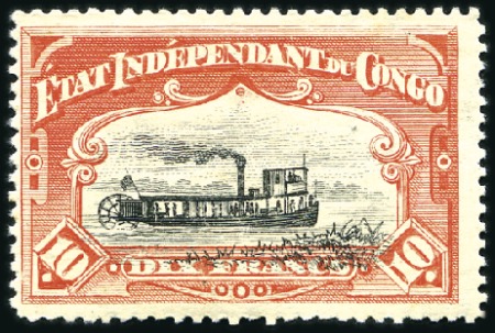 Stamp of Belgian Congo » Congo Belge 1894 « Mols » - Timbres Épreuve du 10F en rouge avec cadre noir, dentelure