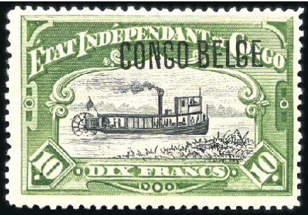 Stamp of Belgian Congo » 1909 Typo Surcharge 10F vert, dentelé 14, position 18 de la planche, n