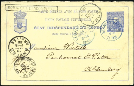 Stamp of Belgian Congo 1887+, Trois entier postaux pour la Belgique (10+5