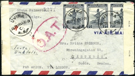 Stamp of Belgian Congo » General Issues from 1909 (June) 1942 Palmiers, lot de 12 lettres avec divers affra