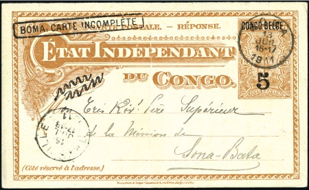 Stamp of Belgian Congo 1900-11, Quatre entiers postaux portant tous le ca