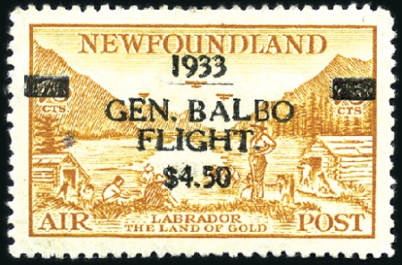 Stamp of Canada » Newfoundland UNIQUE Partial Double Surcharge Unused

1933 $4.