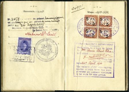 Stamp of Egypt 1924 Egyptian passport for a Syrian resident of Al