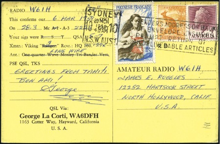 Stamp of Colonies françaises » Polynésie 1959 Rare affranchissement mixte Australie + Polyn