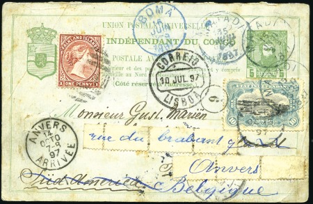 Stamp of Belgian Congo » Congo Belge 1894 « Mols » - Affranchissements DESTINATION: LES ILES MALOUINES
10c bleu sur en