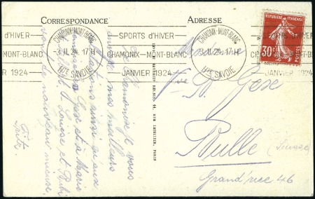 Stamp of Olympics » 1924 Chamonix USED DURING THE GAMES: 1924 (Feb 3) Picture postca