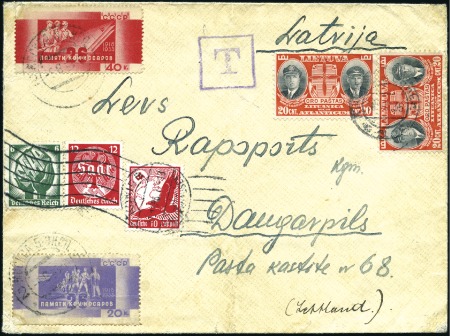 Stamp of Russia » Soviet Union 1933 Baku Commissars 20k + 40k tied to cover to Da