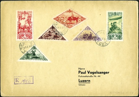 Stamp of Tannu Tuva 1937 Registered cover to Switzerland franked 6-col